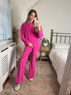 LADIES TOWELLING HOODED 2 PIECE WITH FLARES