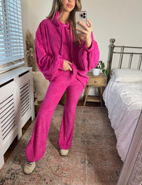 LADIES TOWELLING ELASTICATED BAND FLARES