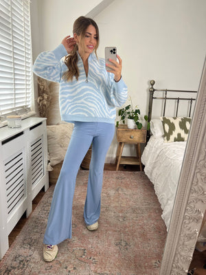 LADIES ZEBRA HALF ZIP KNIT