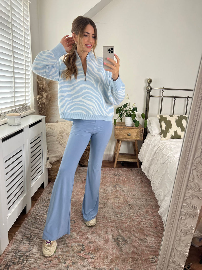 LADIES ZEBRA HALF ZIP KNIT