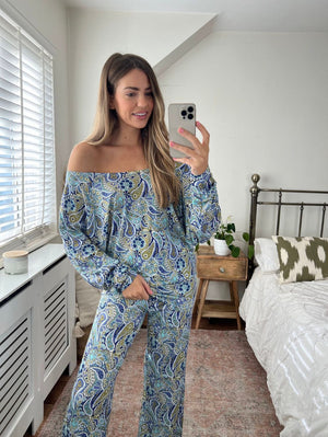 LADIES SATIN PAISLEY PRINT SUIT