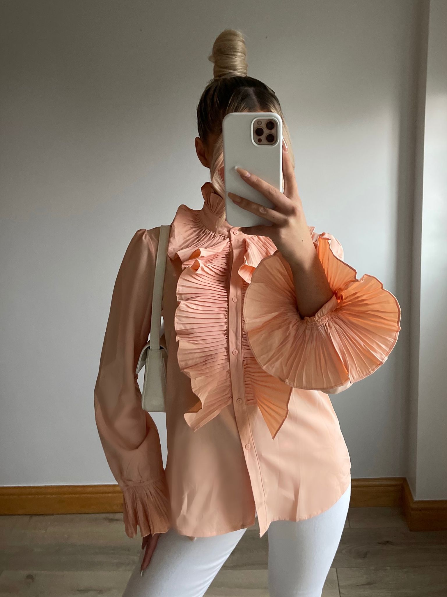 Ladies best sale ruffle shirt