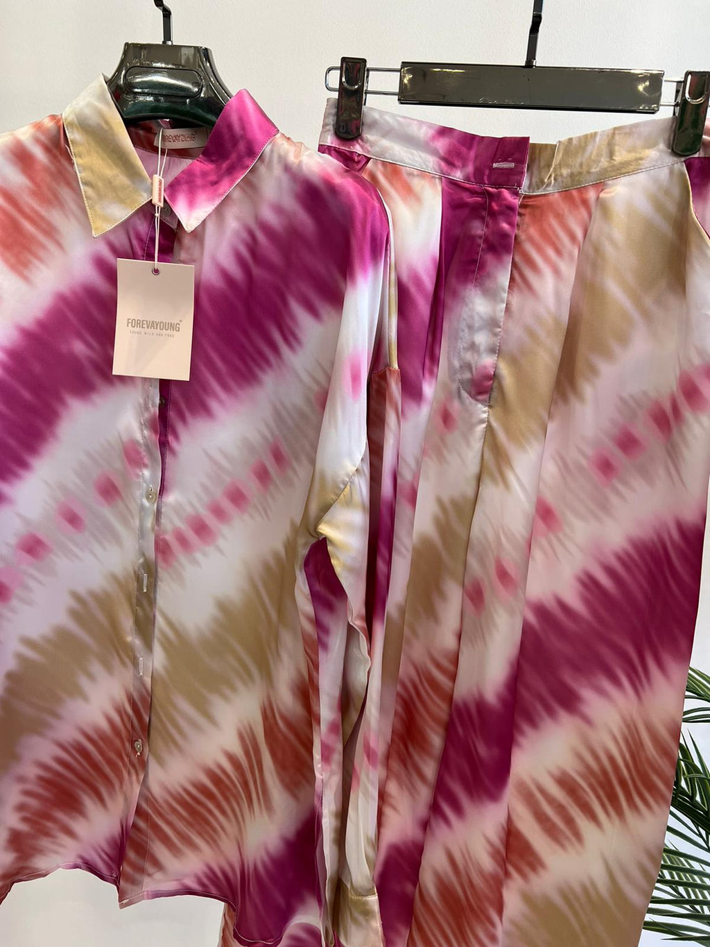 LADIES TYE DYE SILKY SATIN TROUSER SET