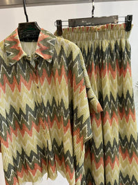 LADIES CRINCLE PRINTED TROUSER SET