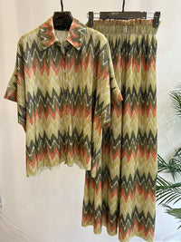 LADIES CRINCLE PRINTED TROUSER SET
