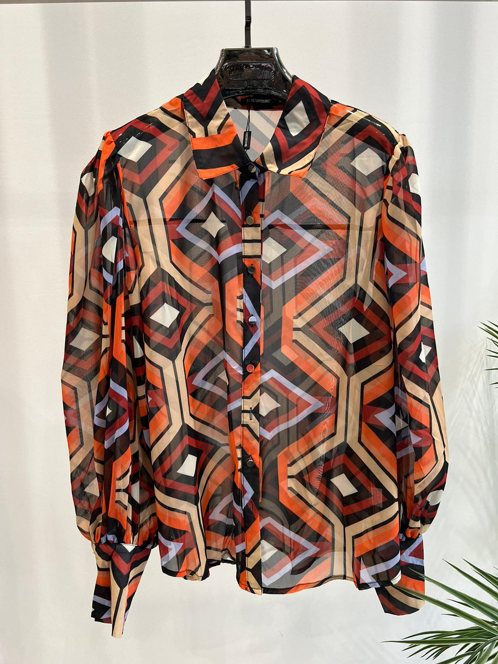 LADIES PUFF SLEEVE PRINTED SHIRT