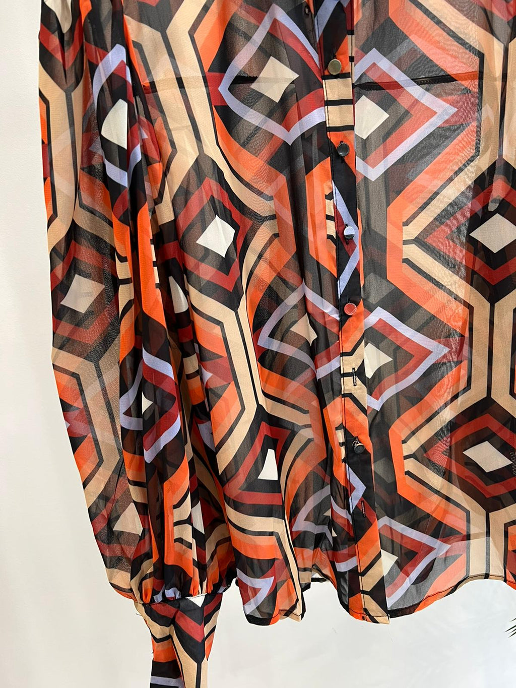 LADIES PUFF SLEEVE PRINTED SHIRT