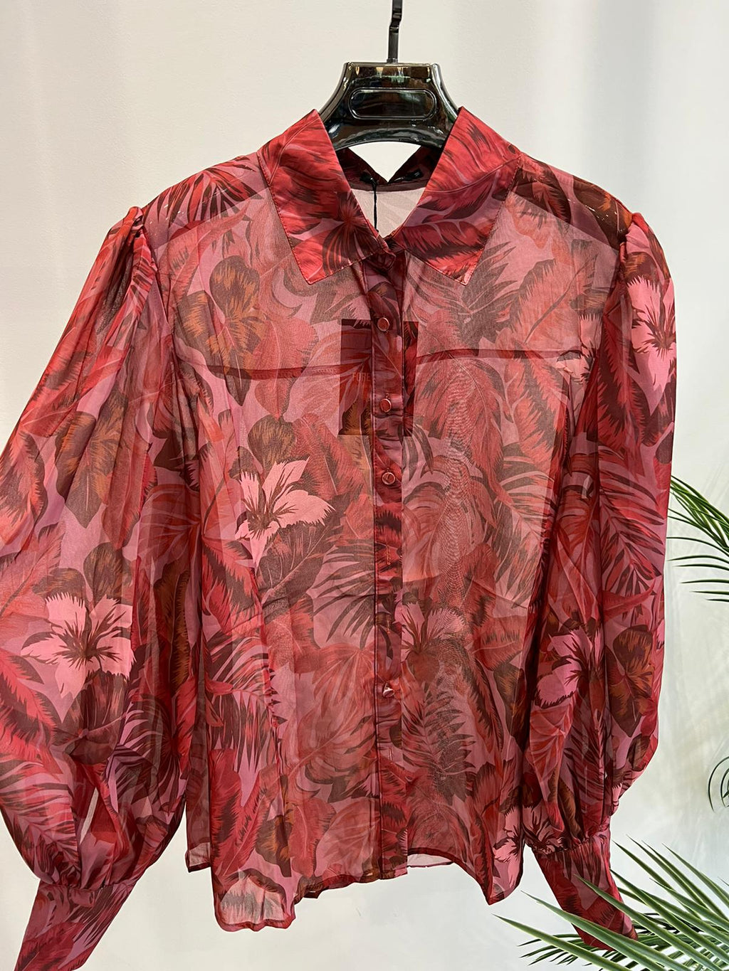 LADIES PUFF SLEEVE PRINTED SHIRT