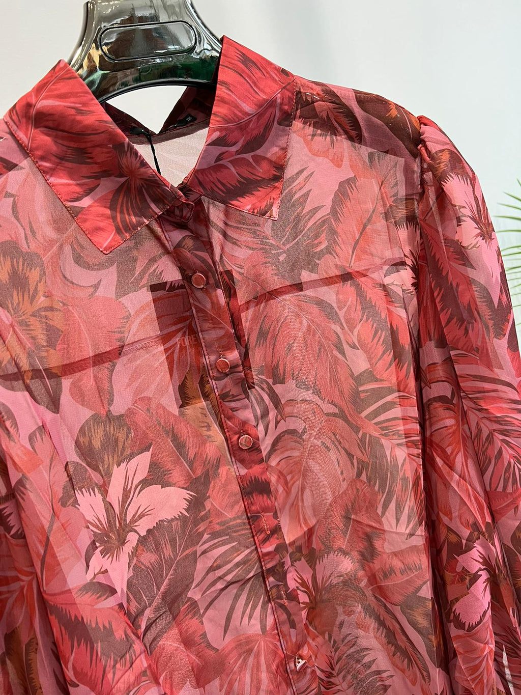 LADIES PUFF SLEEVE PRINTED SHIRT