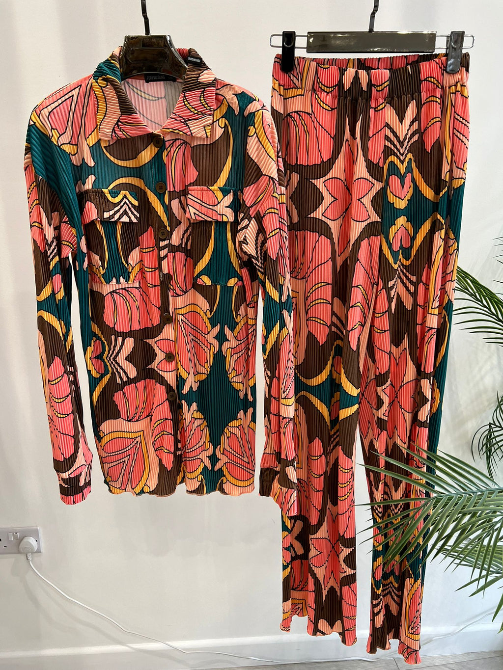 LADIES PRINTED CRINKLE SET