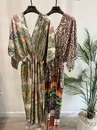 LADIES PRINTED SILKY SATIN DRESS