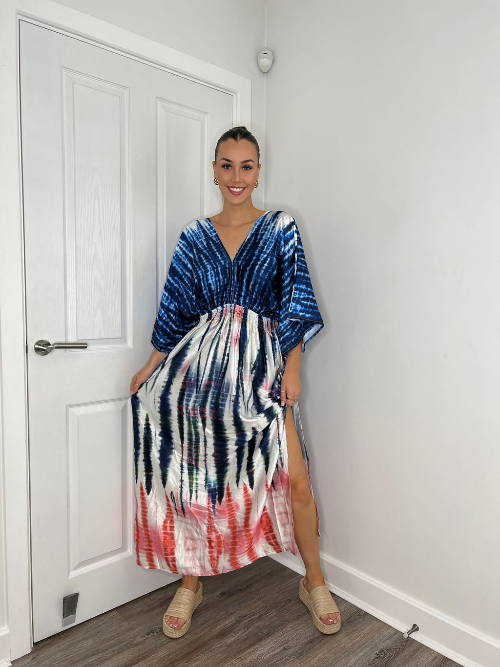 LADIES PRINTED SILKY SATIN DRESS